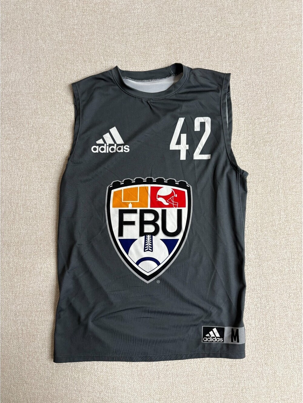 Adidas FBU Football University Sleeveless Jersey Mens Medium Grey #42 Tank Top